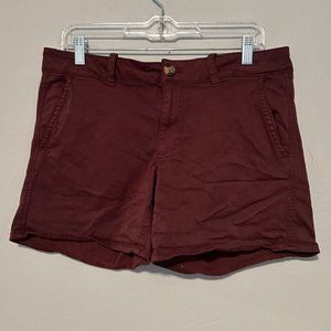 AE Outfitters Women's Midi Cotton Blend Burgandy Mid-Rise Shorts Size 12